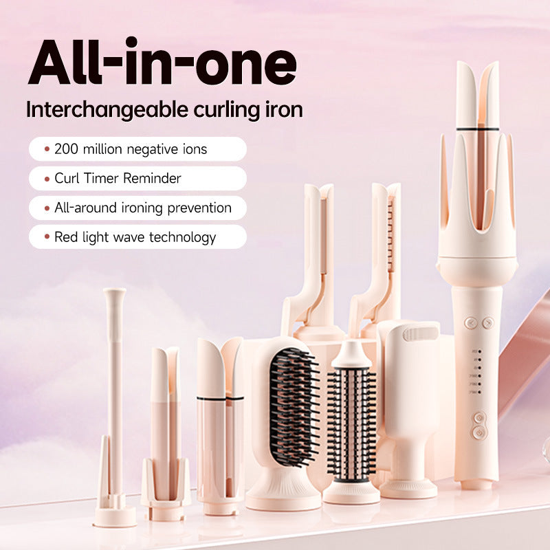 Fully Automatic Curling Iron, 32mm Straightening Comb, Removable Head, 3-in-1, Negative Ion Straightener for Large Waves